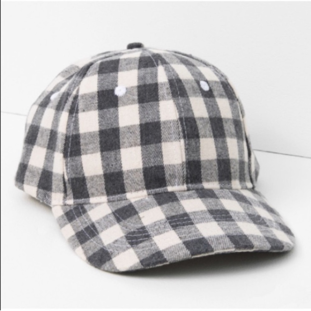 checkered baseball hat